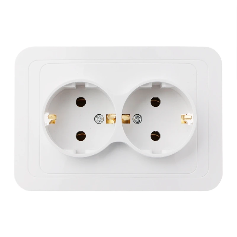 

OOTDTY 220V/16A 118x80mm EU Double Ground Socket Household Industrial Power Outlet
