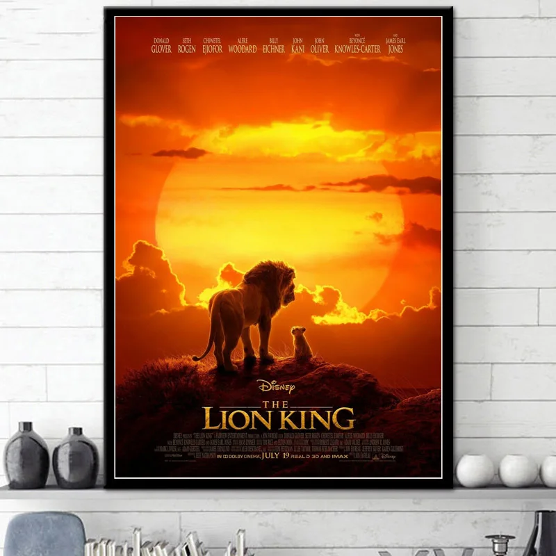 

HOT The Lion King Animal 2019 Movie Cartoon Poster And Prints Wall Art Painting Canvas Wall Pictures For Living Room Home Decor