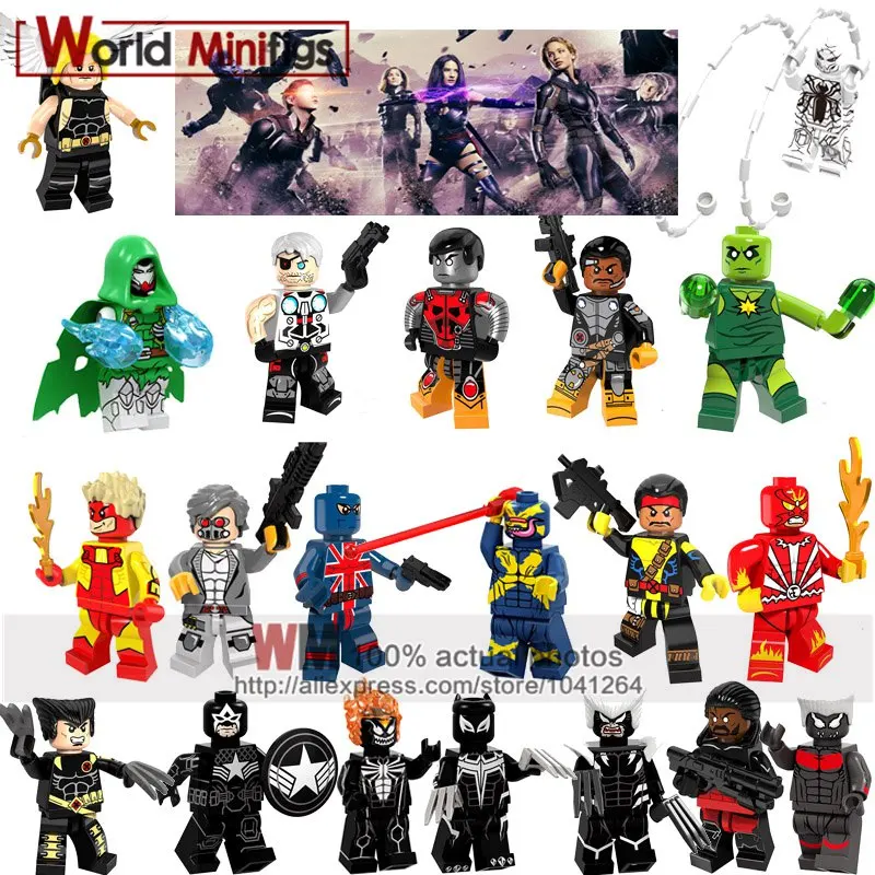 

Single X-man Building Blocks Super Heroes Venom Panther Spiderman Steel Lux Captain American Figures Toys For Children