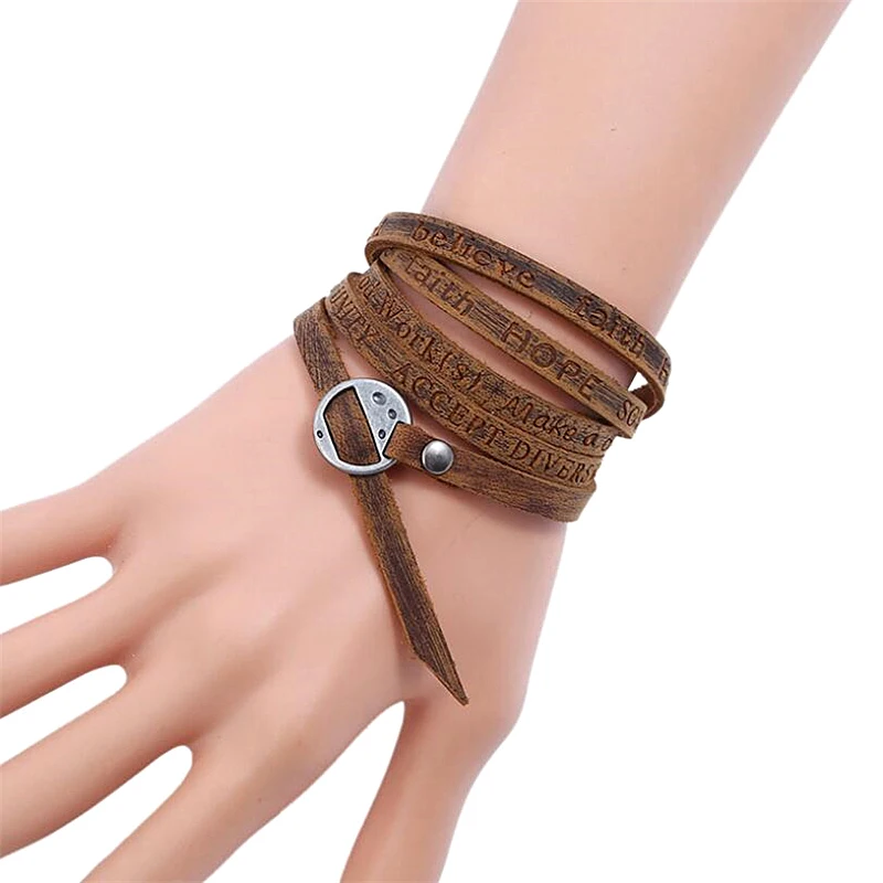 

2019 Multi-layer Leather Bracelets for Men Jewelry Bangles Fashion Personality Belt Style Design Charm Bracelets Gift