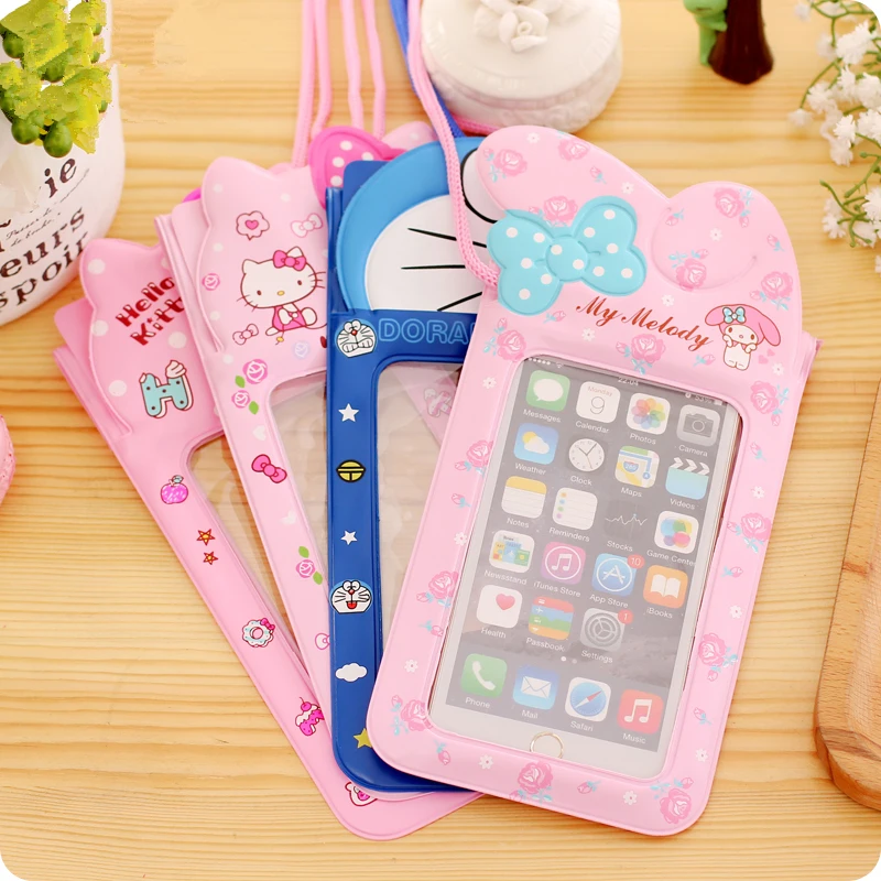 Kawaii Водонепроницаемый hello kitty My Melody телефон плавательный чехол конфеты монета хранения чехол сумка