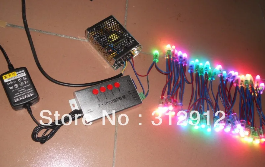 

100pcs digital rgb pixel node,DC5V,WS2811IC+T-1000B sd card controller+5V/60W power supply kit