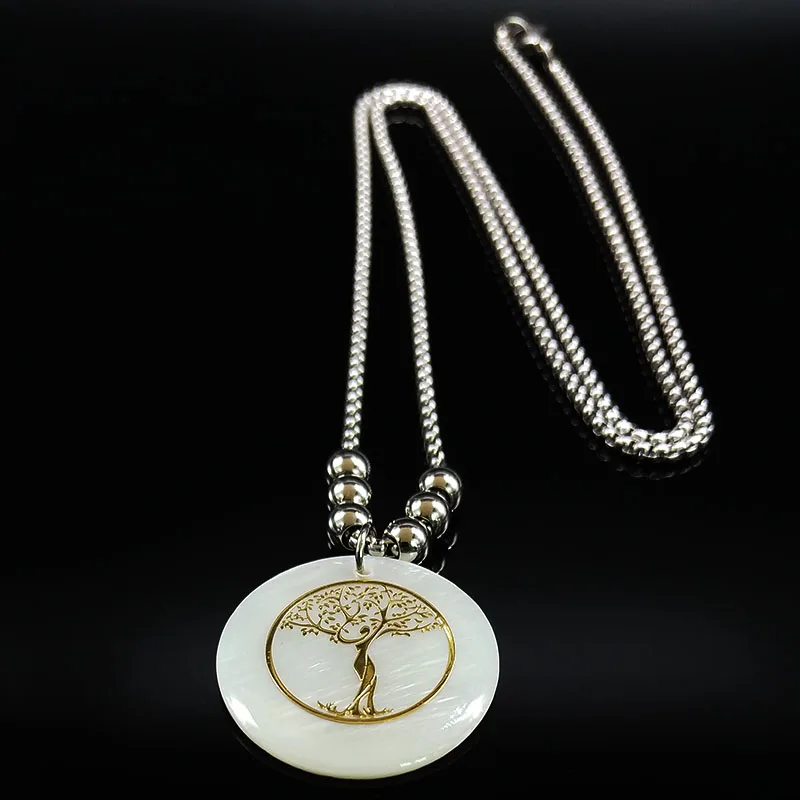 Модное Дерево жизни ожерелье из нержавеющей стали женское серебряное длинное ожерелье s& Кулоны Ювелирные изделия collane N18446