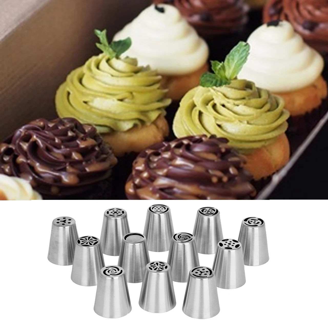 12PCS DIY Flower Decoration Tips Wedding Newest Russia Pastry icing