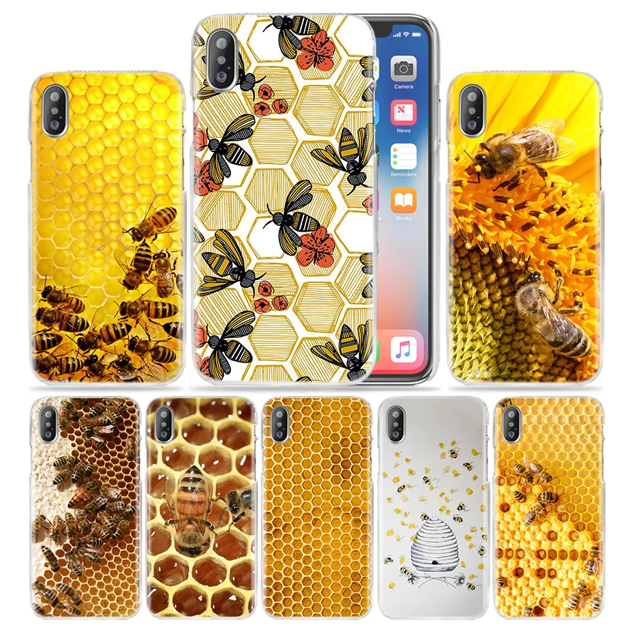

Case for iPhone XS Max XR X 10 7 7S 8 6 6S Plus 5S SE 5 4S 4 5C Clear Hard Plastic Phone Cover Coque Golden Honeycomb Honey Bee