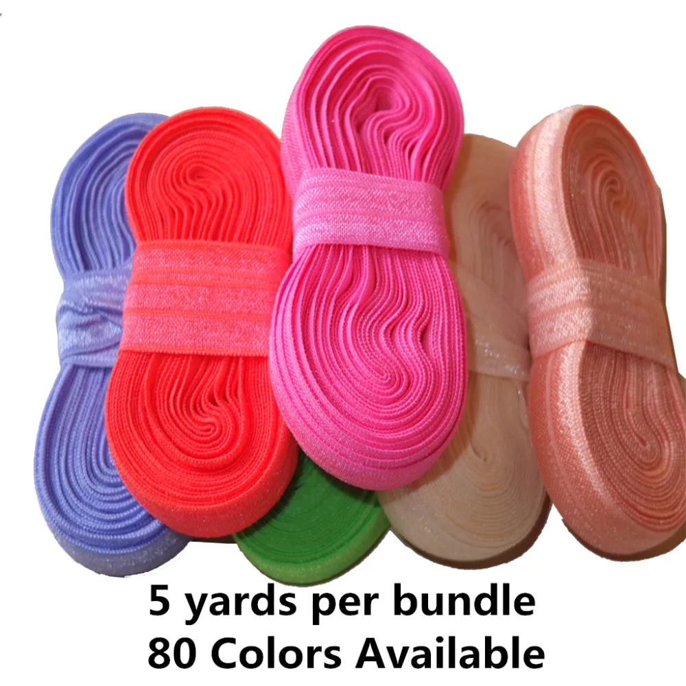 5 yards/bundle Fold Over Elastic 5/8 inch FOE Elastic ribbon DIY
