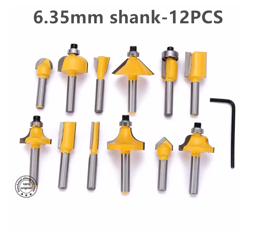 6 35 мм shank-12PCS CNC Твердые твердосплавные концевые фрезы деревообрабатывающий