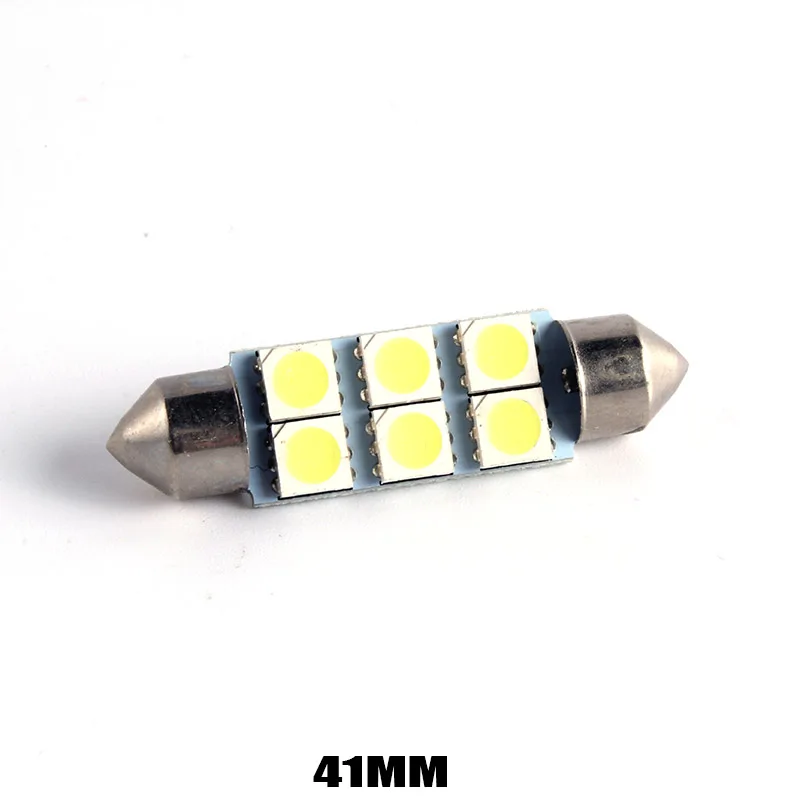 10 шт. C5W купол с фестонами 5050 SMD 6 светодиодный DE 3175 авто интерьер дверная лампа номерного знака светильник лампы AC/DC 12V Белый F: кристально-голубой