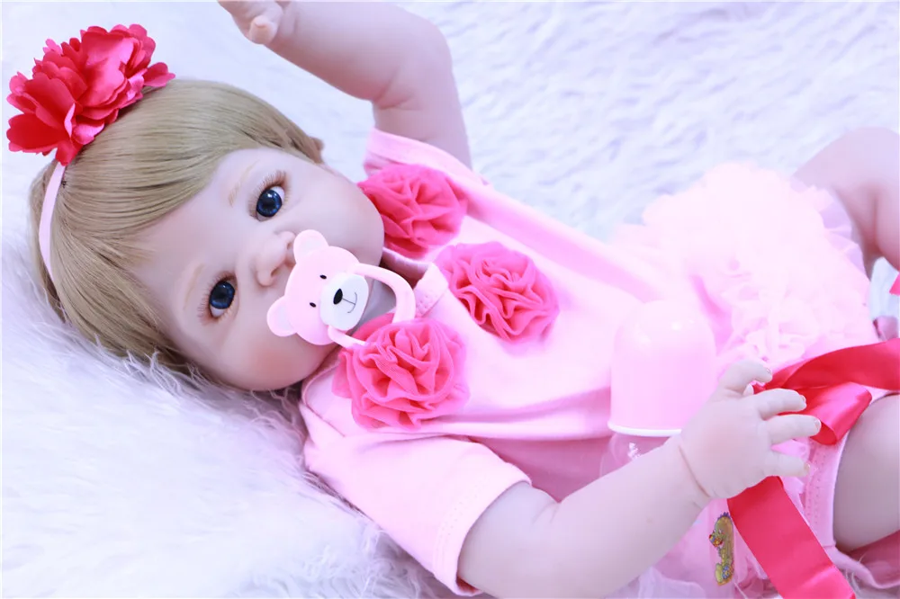 Bebe девочка возрождается 22 "полный Средства ухода за кожей силикона Reborn Baby Doll Игрушечные лошадки Lifelike Reborn Girl Doll ребенок подарок bonecas brinquedos