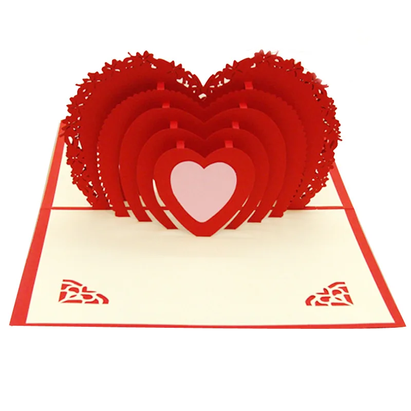  Love 3D Pop UP Cards Valentines Day Gift Postcard with Envelope Stickers Wedding Invitation Greetin - 33040634362