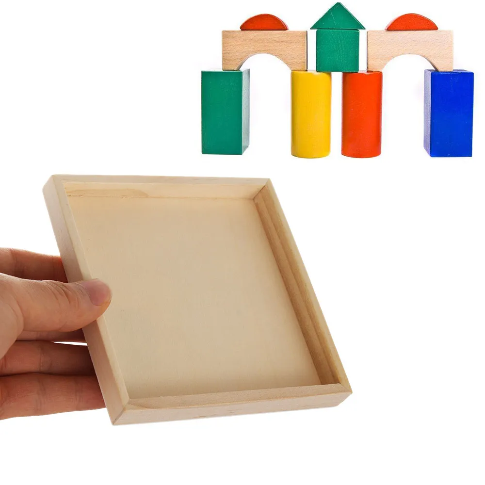 

12x12cm Toy Pallet Home New Wood Plate Pallet Six-Sided Painting Building Block Kids Toy Pallet Model for Baby