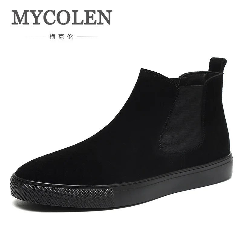 

MYCOLEN 2018 New Brand Winter Shoes Personality Genuine Leather Chelsea Ankle Boots Elegant Formal Martin Boots Erkek Bot