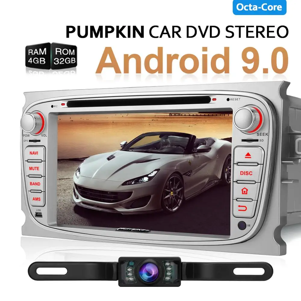 Тыква 2 Din 7 &quotAndroid 9 0 для Ford Focus/Mondeo Автомобильный dvd плеер gps навигация 4G + 32G стерео