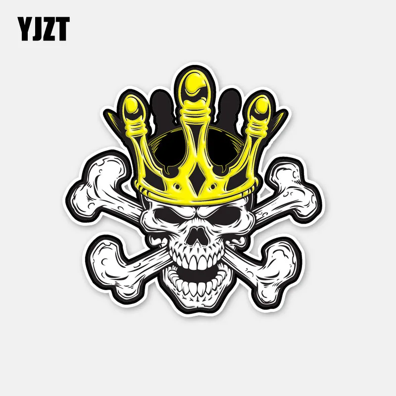 YJZT 12 9CM 12 5CM Funny SKULL KING HARD Decal Motorcycle Helmet Body yjzt-12-9cm-12-5cm-funny-skull-king-hard-decal-motorcycle-helmet-body