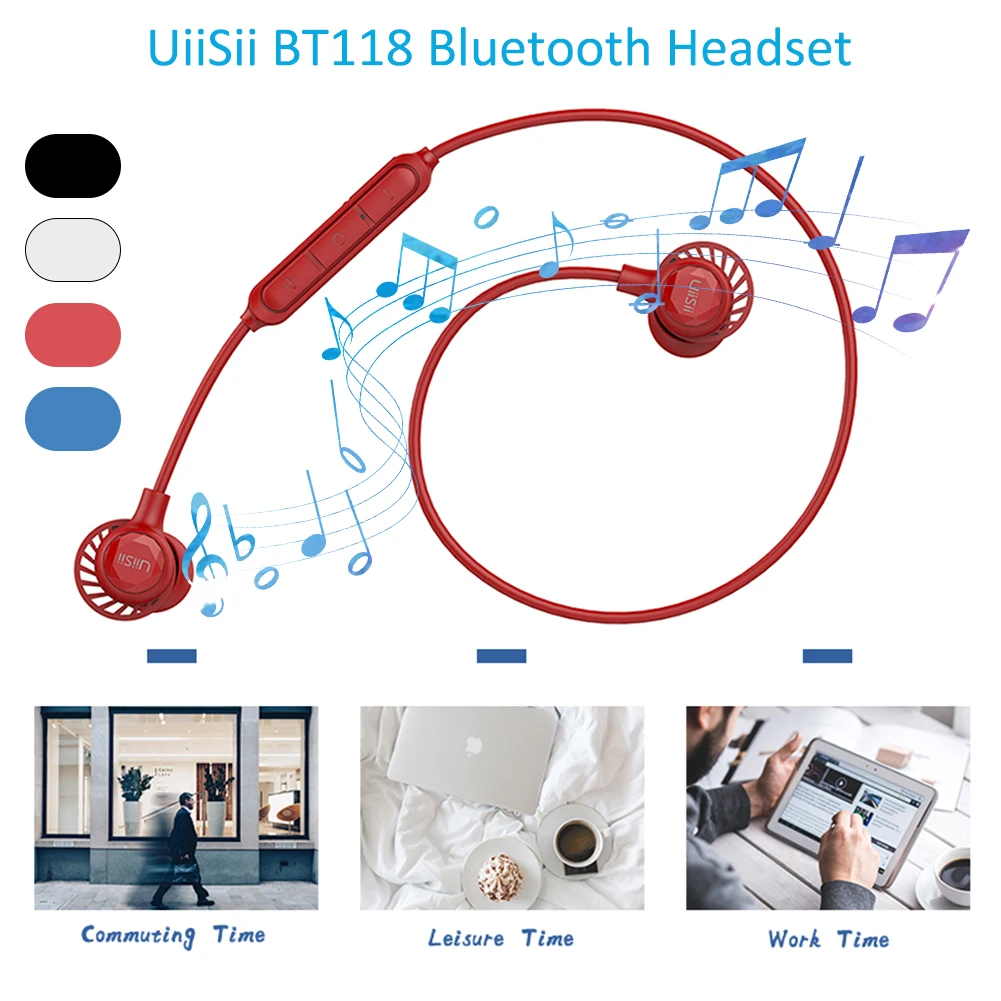 Для UiiSii BT118 Беспроводная bluetooth-гарнитура 5,0 Беспроводные наушники с ушами, спортивные наушники с голосовым управлением, умные спортивные наушники-вкладыши IPX5, водонепроницаемые