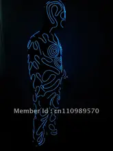 E0027 EL Wire dance costumes, EL Wire clothing, Neon light suit for stage performance wear