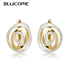 Blucome модные OL стильные серьги-гвоздики медный золотой цвет d-образные крючки круглые круги маленькие серьги для офиса для женщин леди