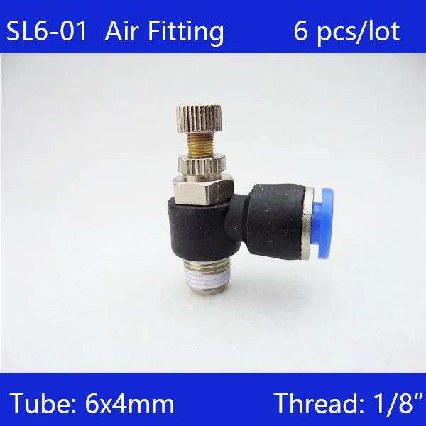 

Free shipping HIGH QUALITY 6pcs Pneumatic Piping Speed Controller One Touch Fitting 6mm to 1/8" Male Thread SL6-01