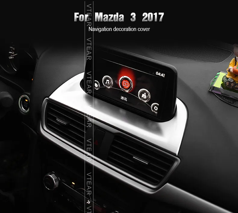 Us 14 35 30 Off Vtear For Mazda 3 Hatchback Sedan Interior Trim Center Console Gps Navigation Frame Cover Abs Chrome Accessories 2017 2018 2019 In