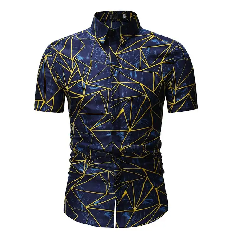Летняя модная мужская рубашка Slim Fit короткий рукав рубашка с цветочным принтом модная мужская одежда мужская повседневная цветок рубашки