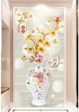 

3d wallpaper custom photo mural Jade carving of magnolia flower vase porch corridor background wall 3d wall murals wallpaper