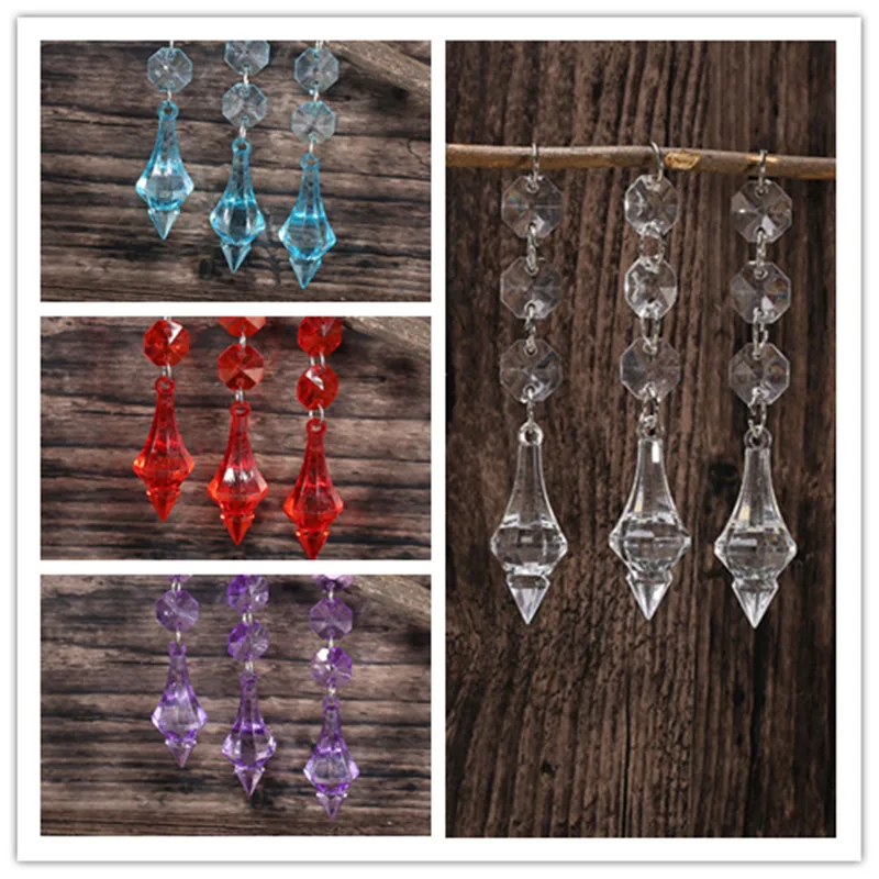 50Pc Acrylic Crystal Clear Bead Garland Hanging Chandelier Wedding Decor Supplie