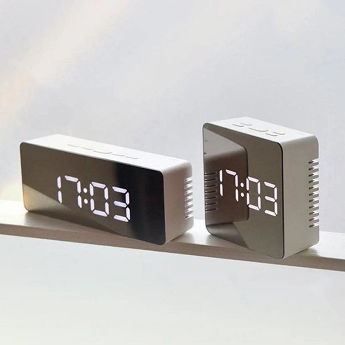 Креативный Многофункциональный светодиодный зеркальный будильник часы цифровые часы Повтор дисплей время ночной светодиодный светильник Настольный будильник