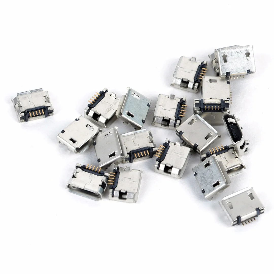Разъем SMT SMD DIP металлический серебристый Micro USB тип B 20 шт.|lighting connector|connector usbconnector