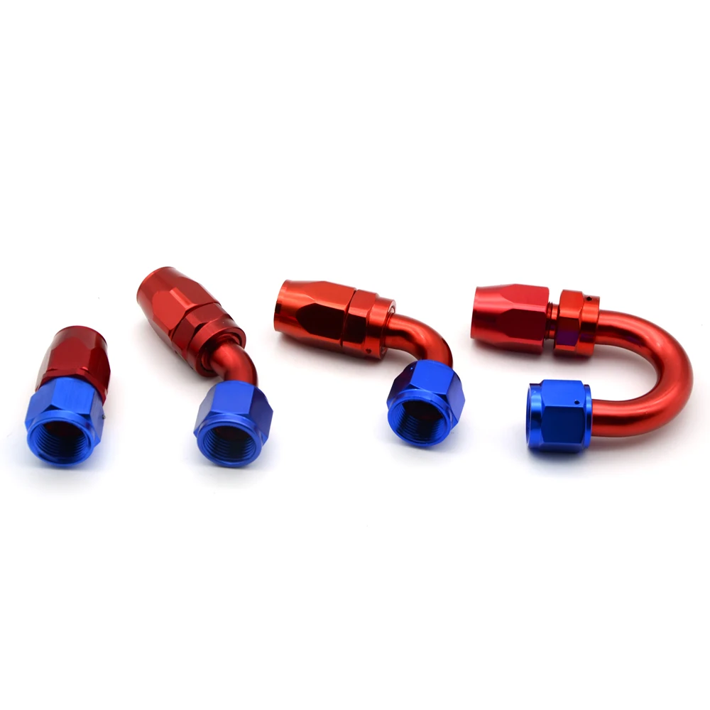 AN4 Aluminum Swivel PTFE Teflon Hose End Fitting Straight 45 90 180