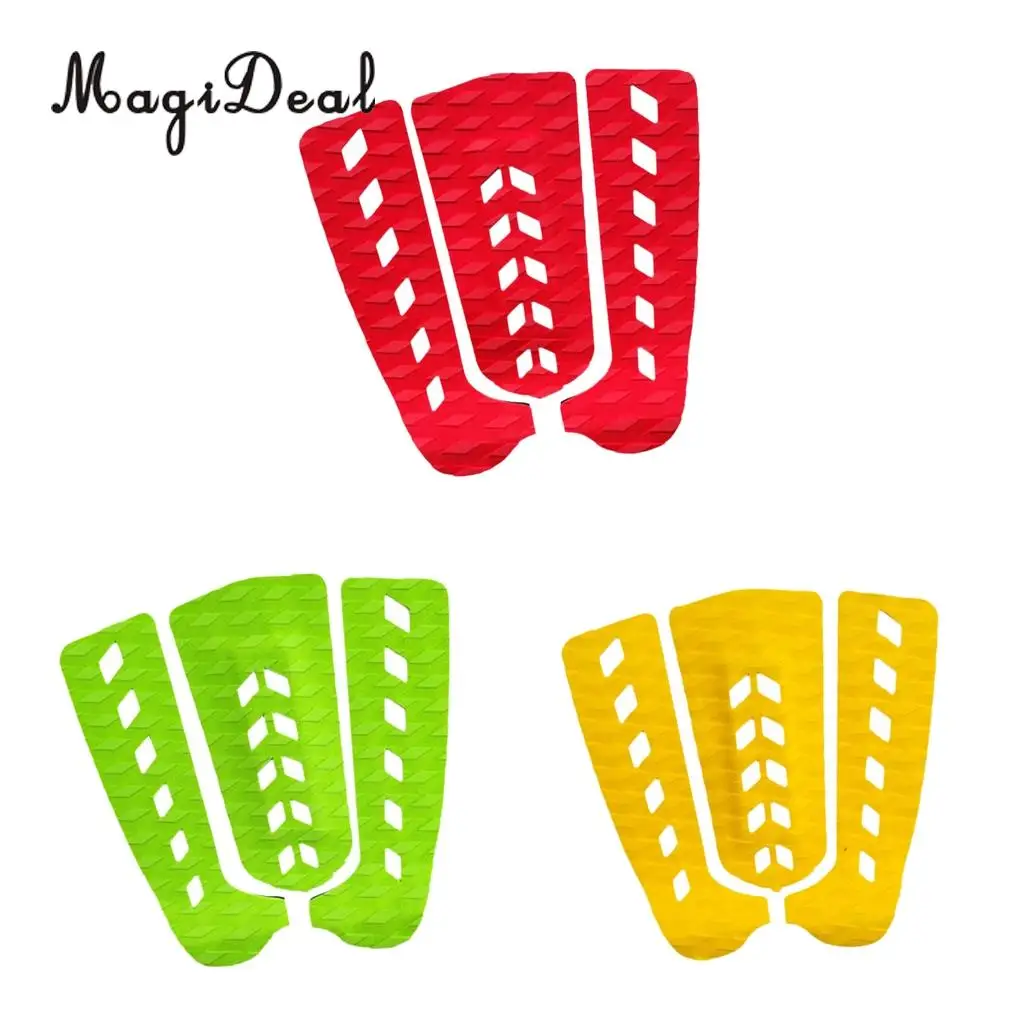 MagiDeal 3Pcs Surfboard Surf SUP Paddleboard Traction Pad Tail Pad Deck Grips Yellow/Green/Red/Blue