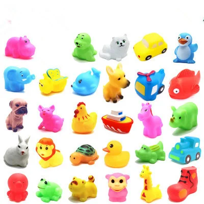 Cute Soft Rubber many animals Duck Float Squeeze Sound Baby Wash Bath Toys Play Animals Toys Kids Bath Toys