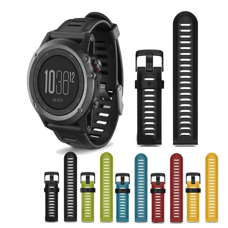 

T-AMQ 26mm 7 Colors Silicone Watch Strap For Garmin Fenix 3 Replacement Watchband For Garmin Fenix 3HR/3/Fenix 5X Band - 07