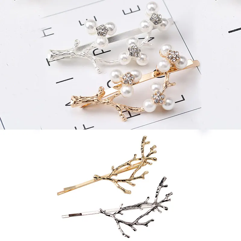 

M MISM Fashion Branches Rhinestones Pearl Hairgrip Elegant Hairpins Hair Accessories Ornaments Hair Clips For Women Girls