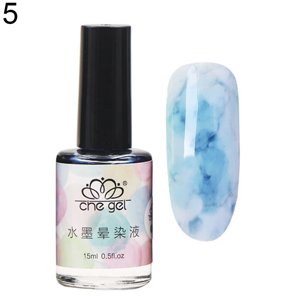 New 15ml Watercolor Ink Nail Polish Blooming Gel Smoke Effect Marble Smudge Liquid - Цвет: 5