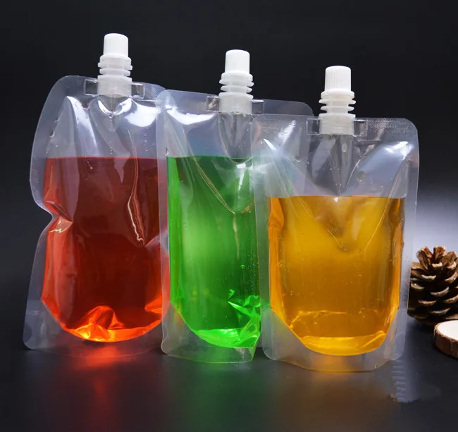 13*20cm 500ml 50Pcs Jelly Liquid Clear Plastic Doypack Spout Packing