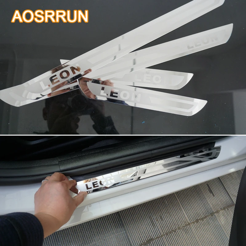 AOSRRUN font b Car b font accessories Stainless Steel Door Scuff Plate Door Sill font b