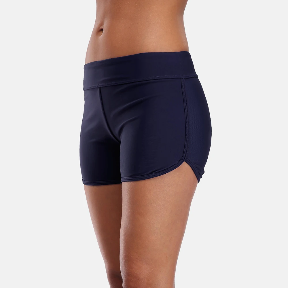 Charmleaks Middle Waist Swimming Shorts Women Solid Color Bikini Bottom Ban Swimwear Briefs Split Swimming Trunks