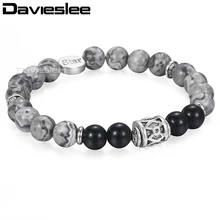 Davieslee черный браслет со стеклянными бусами для мужчин нержавеющая сталь Звезда Шарм браслет дропшиппинг мужской ювелирные подарки LDB34