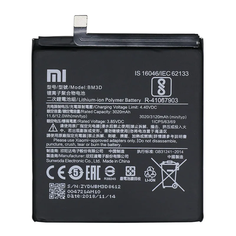 Xiao Mi оригинальная запасная батарея BM3D для Xiaomi 8 SE MI8 M8 натуральная телефона 3120 мАч