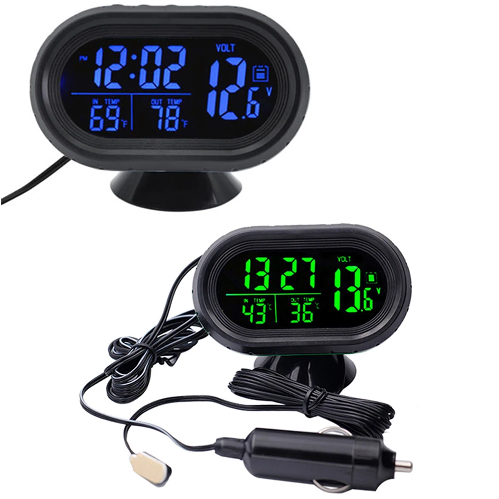 Led Digital Clock Car °C//°F Thermometer Hygrometer Voltage Weather Forecast 12V