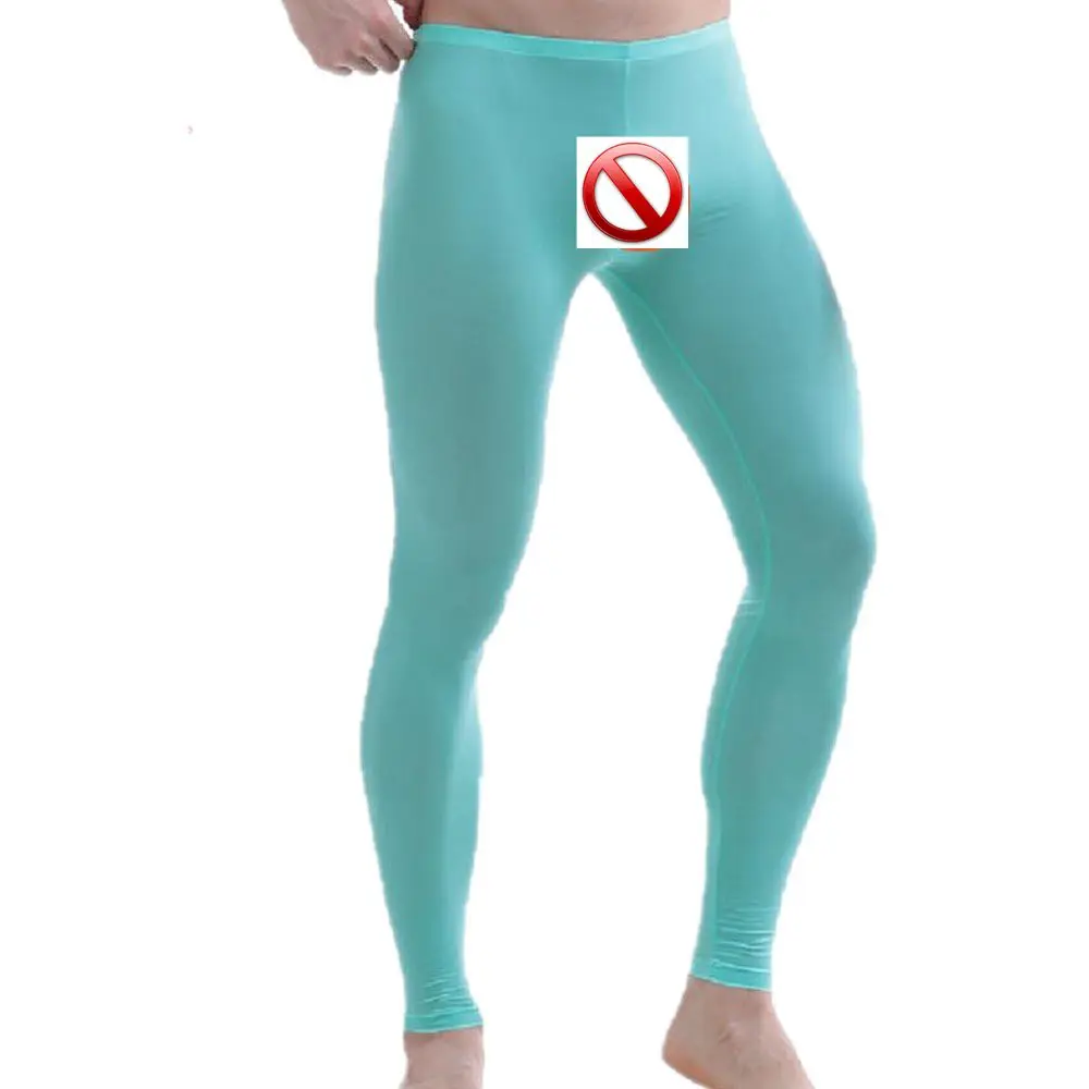 2018 Sexy Men Transparent Pants silky Tights Milk Fiber Leggings Trousers Long Johns Underwear U Convex Pocket Long Johns Men