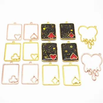 

5pcs/lot Square Heart Frame Metal Frame Pendant Charm Bezel Setting Cabochon Setting UV Resin Jewelry Making