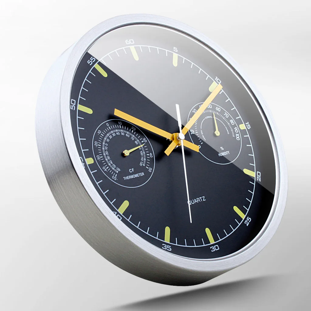 Riem hygrometer wandklok rvs metalen mute klok korte|wall clock|clock wall clockstainless clock - AliExpress