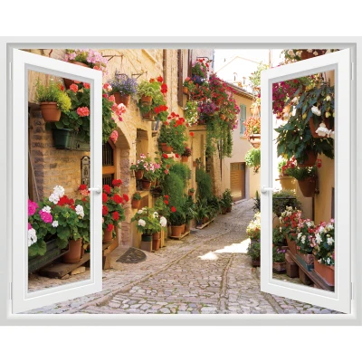  Creative 3 d simulation window stickers stickers of the head of a bed painting pastoral landscape f
