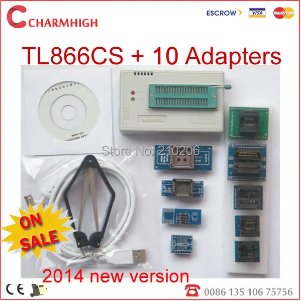 

Newest version TL866cs USB Programmer + 10 pcs adapters socket, Support 13143+ IC AVR PIC Bios 51 MCU Flash, win7 64bit