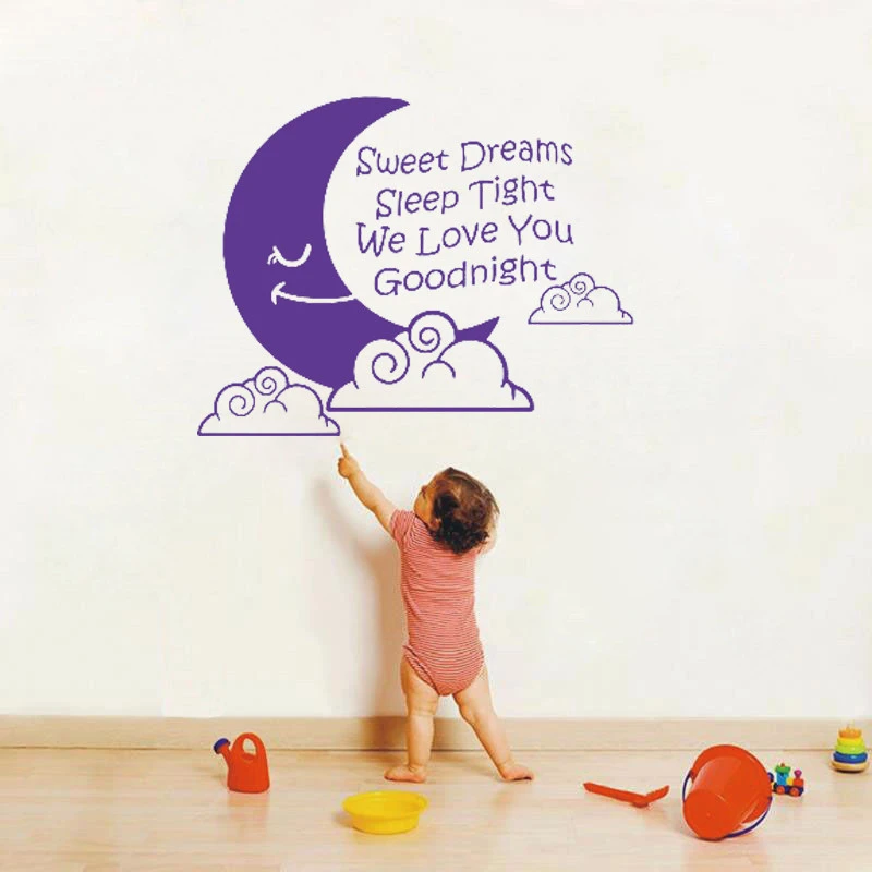 Cita en pegatinas de pared dulces sueños sueño apretado te queremos buenas  noches con Luna encantadora calcomanía de vinilo para pared para niños  dormitorio Decoración|Adhesivos para pared| - AliExpress