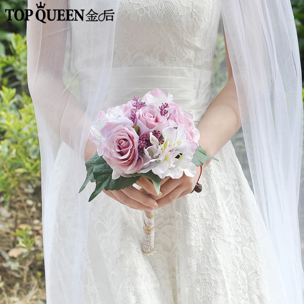 TOPQUEEN F17 свадебный букет, свадебные цветы, розовые цветы, сделай сам, свадебный букет, жемчужные букеты, розовый букет, цветок