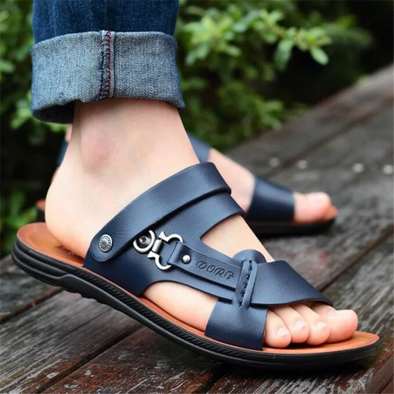 New summer men's open toe sandals fashion trend beach shoes slippers ...