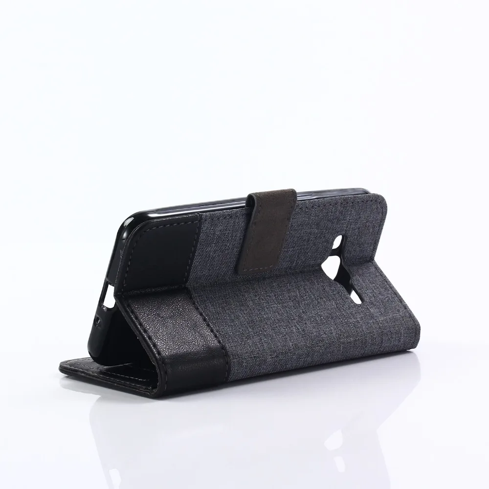 Denim кожа флип чехол для Coque Samsung Galaxy J3 2016 корпус черный Hoesje кошелек телефона серый