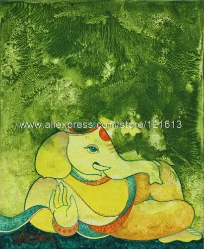 Verwonderend Ganesha In Natuur Kunst Orig Hindoe Acryl Schilderen HandmadeIndia IJ-33